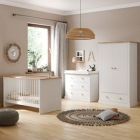 Little Acorns Sophia 3 Piece Nursery Room Set + FREE Fibre Mattress - White and Oak