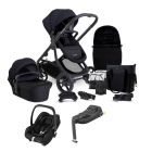 iCandy Orange 4 Pushchair with Maxicosi Cabriofix i-Size Car Seat and Base Compelte Travel System Bundle - Black Edition