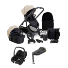 iCandy Orange 4 Pushchair with Maxicosi Cabriofix i-Size Car Seat and Base Compelte Travel System Bundle - Latte