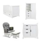 Obaby Stamford Classic 3 Piece Room Set + Glider Chair - White