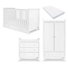 Ickle Bubba Snowdon Classic 3 Piece Furniture Set and Fibre Mattress - White