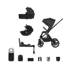 Venicci Upline2 3in1 Pushchair with Tiago 360 Black Car Seat and Base Bundle - All Black