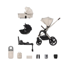 Venicci Upline2 3in1 Pushchair with Tiago 360 Black Car Seat and Base Bundle - Stone Beige