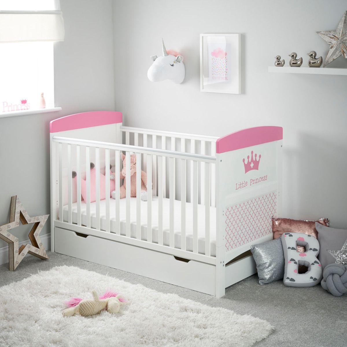 Pink princess cot hotsell