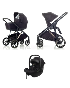 Mee-go UNO Plus 3 in 1 Travel System - Black/Rose