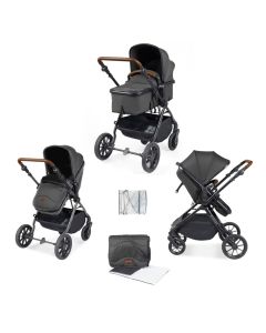 Cosmo 6 Piece Pram Pushchair - Black/Graphite Grey/Tan