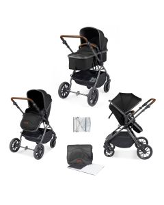 Cosmo 6 Piece Pram Pushchair - Gunmetal/Black/Tan