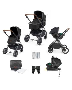 Ickle Bubba Cosmo All-in-One I-Size Travel System with Isofix Base - Gunmetal/Black/Tan