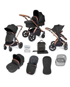 Ickle Bubba Stomp Luxe 9 Piece Pram Pushchair - Bronze/Midnight/Tan