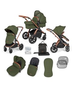 Ickle Bubba Stomp Luxe 9 Piece Pram Pushchair - Bronze/Woodland/Tan