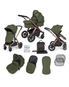 Ickle Bubba Stomp Luxe 2 In 1 Pushchair & Carrycot - Bronze/Woodland/Black