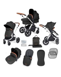 Ickle Bubba Stomp Luxe 2 In 1 Pushchair & Carrycot - Silver/Midnight/Tan