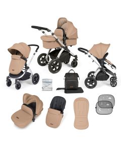 Ickle Bubba Stomp Luxe 2 In 1 Pushchair & Carrycot - Silver/Desert/Black