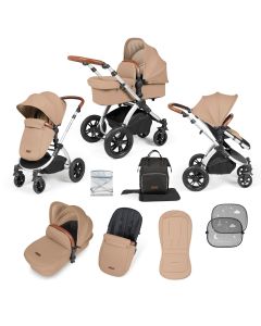 Ickle Bubba Stomp Luxe 2 In 1 Pushchair & Carrycot - Silver/Desert/Tan