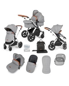 Ickle Bubba Stomp Luxe 2 In 1 Pushchair & Carrycot - Silver/Pearl Grey/Tan