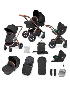 Ickle Bubba Stomp Luxe All-in-one Travel System With Cirrus Car Seat And Isofix Base - Bronze/Midnight/Tan