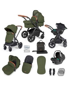 Ickle Bubba Stomp Luxe All-in-One Travel System with Isofix Base  - Black/Woodland/Tan