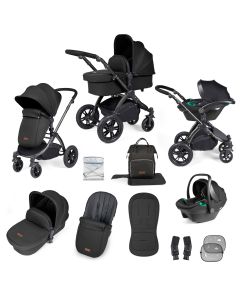 Ickle Bubba Stomp Luxe All-in-One Travel System with Isofix Base  - Black/Midnight/Black