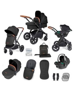 Ickle Bubba Stomp Luxe All-in-One Travel System with Isofix Base  - Black/Midnight/Tan