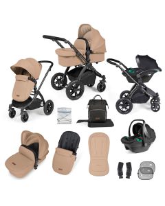 Ickle Bubba Stomp Luxe All-in-One Travel System with Isofix Base - Black/Desert/Black