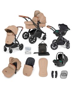 Ickle Bubba Stomp Luxe All-in-One Travel System with Isofix Base - Black/Desert/Tan