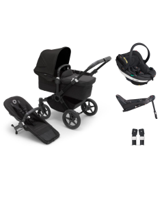 Bugaboo Donkey 5 Mono Complete Pushchair with BeSafe Go Beyond Anthracite Mesh Car Seat and Base - Midnight Black