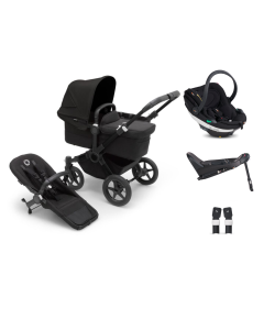 Bugaboo Donkey 5 Mono Complete Pushchair with BeSafe Go Beyond Black Cab Car Seat and Base - Midnight Black