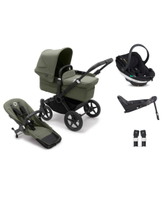 Bugaboo Donkey 5 Mono Complete Pushchair with BeSafe Go Beyond Black Cab Car Seat and Base - Forest Green