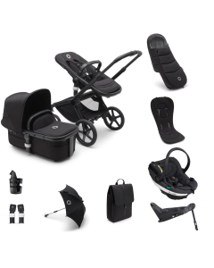 Bugaboo Fox 5 Complete Pushchair Bundle with BeSafe Go Beyond Anthracite Mesh Car Seat and Base - Black/Midnight Black