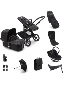 Bugaboo Fox 5 Complete Pushchair Bundle with BeSafe Go Beyond Black Cab Car Seat and Base - Black/Midnight Black