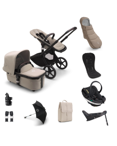 Bugaboo Fox 5 Complete Pushchair Bundle with BeSafe Go Beyond Anthracite Mesh Car Seat and Base - Black/Desert Taupe