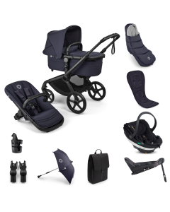 Bugaboo Fox 5 Renew Complete Pushchair Bundle with BeSafe Go Beyond Black Cab Car Seat and Base - Black/Deep Indigo