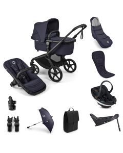 Bugaboo Fox 5 Renew Complete Pushchair Bundle with BeSafe Go Beyond Black SoftBreeze Car Seat and Base - Black/Deep Indigo