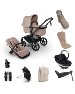 Bugaboo Fox 5 Renew Complete Pushchair Bundle with BeSafe Go Beyond Black Cab Car Seat and Base - Black/Desert Taupe Melange