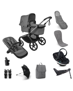 Bugaboo Fox 5 Renew Complete Pushchair Bundle with BeSafe Go Beyond Black SoftBreeze Car Seat and Base - Graphite/Moon Grey