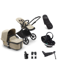 Bugaboo Fox Cub Stroller Bundle with BeSafe Go Beyond Black Cab Car Seat and Base - Black/Desert Beige