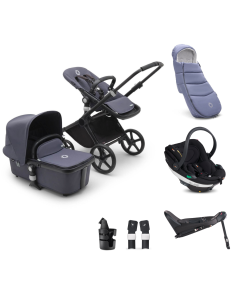 Bugaboo Fox Cub Stroller Bundle with BeSafe Go Beyond Black Cab Car Seat and Base - Stormy Blue