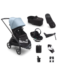 Bugaboo Dragonfly Pushchair Bundle with BeSafe Go Beyond Black Cab Car Seat and Base - Graphite/Midnight Black/Skyline Blue