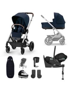 Cybex Balios S Lux Silver Pushchair & Cloud T Car Seat Luxury Bundle - Ocean Blue