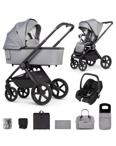 Venicci Tinum Upline 2-in-1 Pushchair 11 Piece Cabriofix iSize Car Seat Bundle - Classic Grey