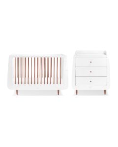 SnuzKot Skandi 2 Piece Nursery Furniture Set - Metallic Rose Gold