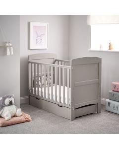 Obaby Grace Mini Cot Bed & Underdrawer - Warm Grey