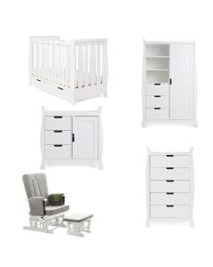 Obaby Stamford Mini Sleigh 5 Piece Room Set - White