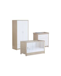 Babymore Luno 3 Piece Room Set with Drawer - White Oak