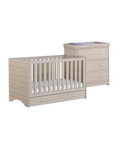 Babymore Veni 2 Piece Room Set with Drawer - Oak