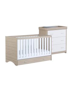 Babymore Veni 2 Piece Room Set with Drawer - White Oak