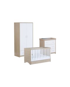 Babymore Veni 3 Piece Room Set with Drawer - White Oak