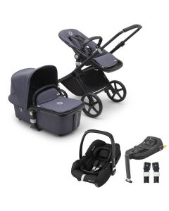 Bugaboo Fox Cub Complete Stroller + Cabriofix i-Size Car Seat & Base - Black/Stormy Blue