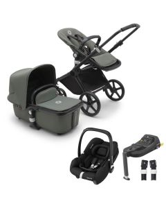 Bugaboo Fox Cub Complete Stroller + Cabriofix i-Size Car Seat & Base - Black/Forest Green