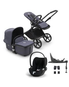 Bugaboo Fox Cub Complete Stroller + Cloud T i-Size Plus Car Seat & Base - Black/Stormy Blue